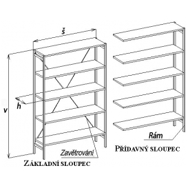 Regály pro archivaci dokumentů-1945 x 2000 x 320 mm - sestava 1+1