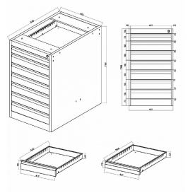 Dílenský stůl Profi + kontejner Z7 + skříňka D2 120x84x70