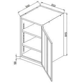 Jednodveřová skříň na nářadí 533 x 915 x 500 mm