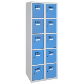 Šatní skříň s 10-ti boxy, 600 x 1800 x 500 mm, RAL 7035/5012